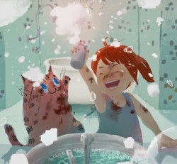 猫と泡遊び　Play with cats and bubbles